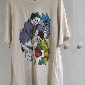 Batman Cream Graphic Tee with Colorful Design